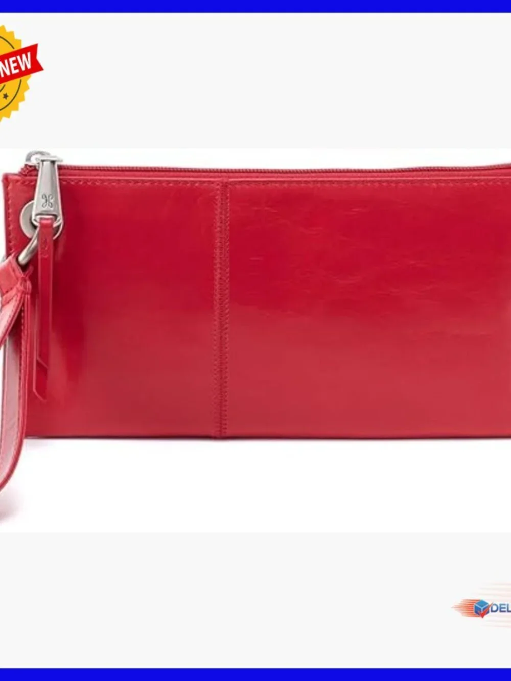 Leather Wristlet Clutch with Card Slots and Zipper Pocket
